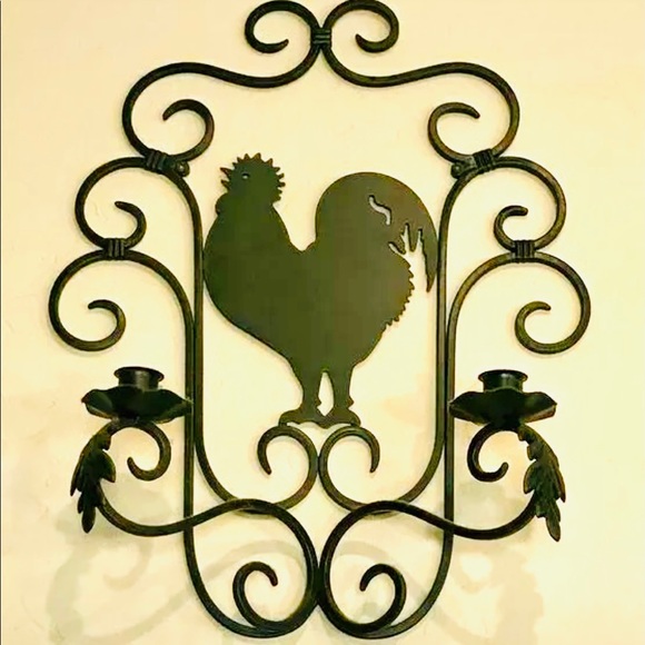 SLAH Rustic Rooster Candle Sconce Iron New in Box - Picture 4 of 7